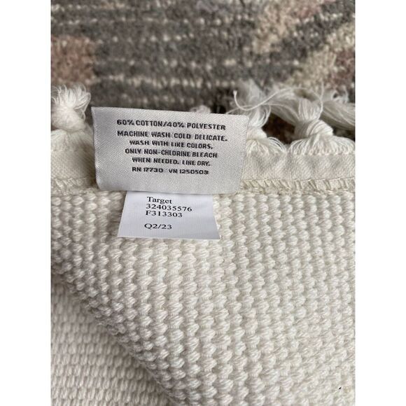 Hearth & Hand Magnolia Ivory Textured Fringed Ends Table Runner - Picture 5 of 7